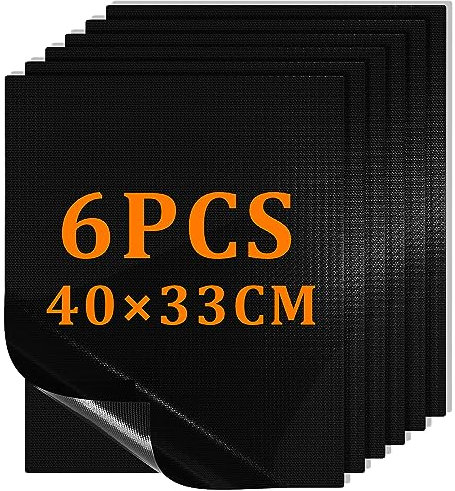 BBQ Grillmatte für Gasgrill 6er Set 40x33CM Antihaft Teflon Grillmatten Grillplatte Gasgrill,Backmatte Backpapier Wiederverwendbar für Holzkohlegrill (40 cm * 33 cm *6P)