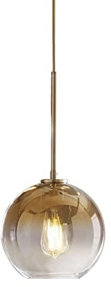 TPWEWRX Gradient Glas Pendelleuchten E27 Nordic Modern Klarglas Kugel Lampenschirm Kronleuchter Deckenleuchten Hängelampen Leuchte für Kücheninsel Schlafzimmer Bar (Gold,25cm)