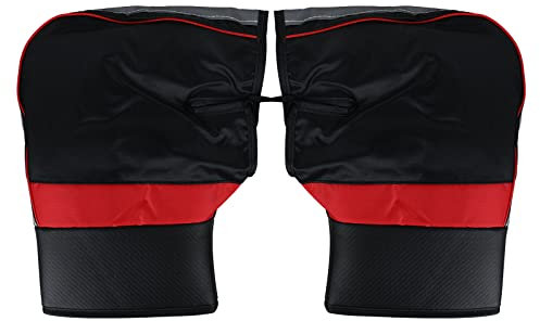 ITODA Lenkerstulpen Motorrad Lenker Handschuhe Wasserdicht Winter Lenkerhandschuhe Reflektierend Lenkermuffen Gefüttert Handwärmer Winddicht Schneeschutz Lenkerstulpen für Scooter Roller Fahrrad Rot