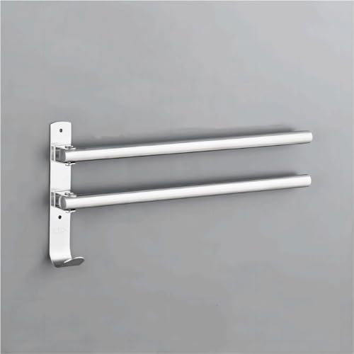 yozhch Portasciugamani da Cucina Girevole da Parete, Porta Asciugamani Girevole da Bagno, Cromato Porta Asciugamani Pieghevole(2 Bracci Lunghezza 35 cm)