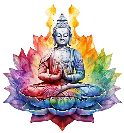 GRAZDesign Wandtattoo Buddha bunt Wandaufkleber Schlafzimmer, Küche & Wohnzimmer - 32x30cm