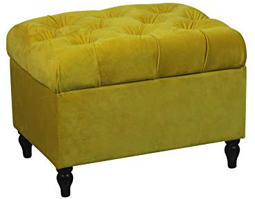 Genasis Velvet Storage Ottoman Bench Rectangular Ottoman with Flip Top,Rustic Look Legs Modern Footrest Ottomans Foot Stool for Bedroom Living Room hallway (Ochre)
