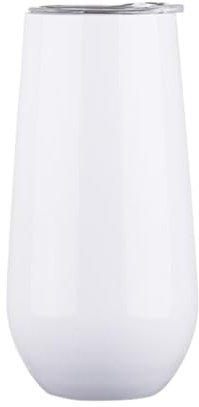 Gteller 6 oz Stainless Steel Champagne Tumbler Stemless Glasses with Lid, Double Wall Insulated Travel Mug Perfect for Wine, Coffee, Drinks, Champagne, Cocktails, Colorful (White)