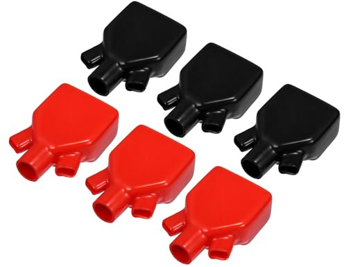VekAuto 3 Pair Battery Terminal Insulation Covers, 87mm Length 16mm 0.63 Car Battery Post Cap Universal for Motorcycle Truck Marine Durable PVC Red Black