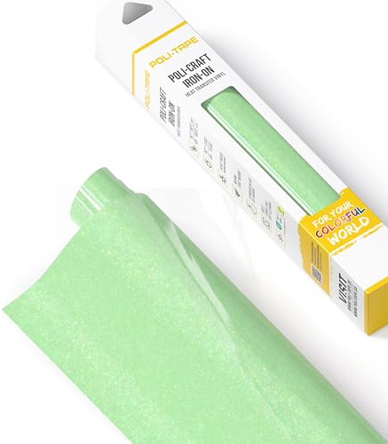 POLI-FLEX® PEARL GLITTER® - Glitzerfolie für Textilien – Flexfolie mit Glitter-Effekt zum Aufbügeln, Plotterfolie für DIY Shirts, Neon Grün, 30,5 cm x 61 cm