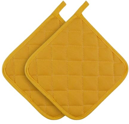 Thermo Heat-Resistant Pot Holders (2 Pieces) - Superior Protection, Stylish Design | 482°F Heat Resistance, Non-Flammable Fabric-Versatile, (Yellow)