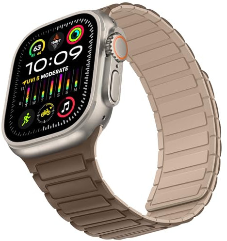 Suphart Cinturino Compatibile con Cinturino Apple Watch 49mm 46mm 45mm 44mm 42mm, Cinturini Magnetico Silicone Morbido per iWatch Ultra 2 Ultra SE Series 10 9 8 7 6 5 4 3 2 1, Marrone