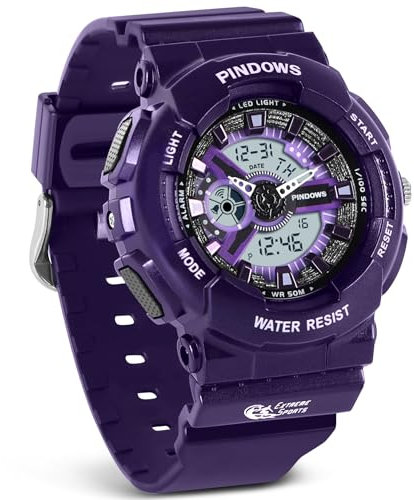PINIDOUS Damen Uhren für Damen Teenager Studenten Uhr Außenbereich Wasserdicht Digital Sport Analog Uhren für Damen mit Stoppuhr Alarm Countdown Dual Display7 Farben LED Hintergrundbeleuchtung