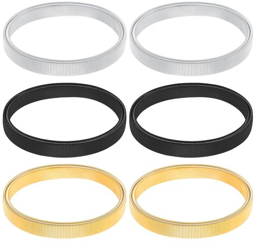 COMNICO Anti-Slip Stretchy Metal Armbands, 6 Pcs Elastic Shirt Sleeve Holders - Gold, Silver, Black - Adjustable Long Sleeves for Men and Women