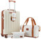 Joyway Koffer Mittelgroß Kofferset, Hartschalen Reisekoffer mit Getränkehalter, 4 Rollen TSA-Schloss Der Koffer Enthält 1 Reisetasche und 1 Kulturbeutel, Beige Braun