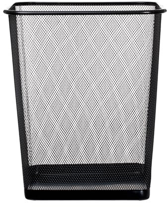 OKKO Square Waste Bin - 20 L | Office Waste Bin | Waste Paper Bin Made of High-Quality Metal | Waste Bin for Children's Room, Bedroom | Waste Bin Black