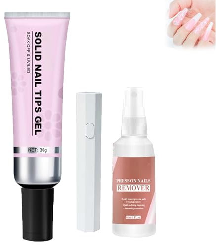 Lulou Magic Solid Nail Glue Kit 3-In-1 Nail Art Kits, Magic Solid Nail Glue Kit, Solid Nail Glue Gel, Strong Adhesive Solid Nail Tips Gel (1 Set)