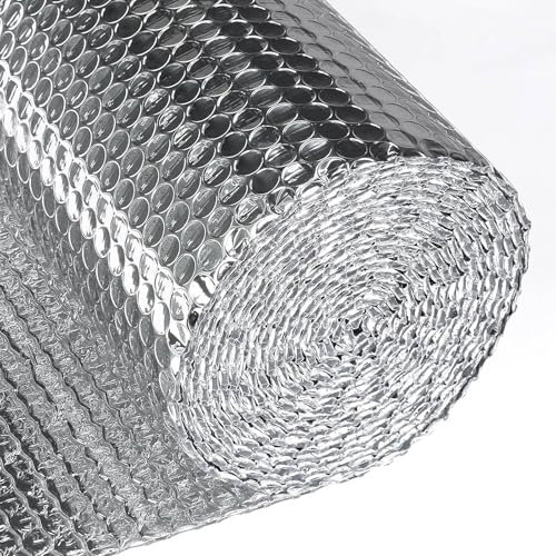 MZQMK Isolierfolie 1M X 1M Reflexionsfolie Heizung 1㎡ Thermofolie Alu-Luftpolsterfolie Dämmfolie Isolierung Für Wohnmobile Abstellräume Garagen Fenster Dächer Gewächshäuser(3MM)