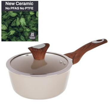 Casseruola con coperchio crema New Ceramic (20 cm un manico)