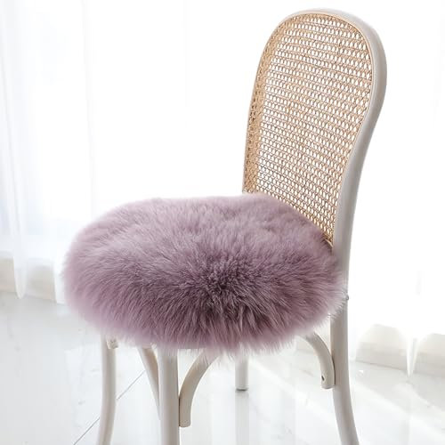 Runde Wolle Stuhl Kissen ganze Schaffell Wolle Sofa Kissen Student Computer Stuhl Kissen Reine Wolle Kissen (G,Diameter 40cm(15.7nch))