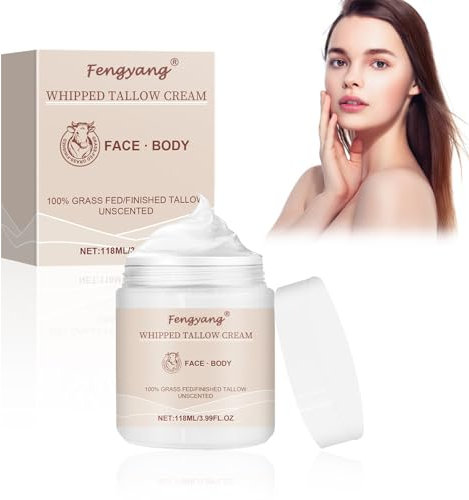 Fengyang® Beef Tallow,Tallow Crème,Beef Tallow Bio Feuchtigkeitscreme, Natürlicher Rindertalg-Balsam für Die Hautpflege Von Gesicht und Körper(118ML)