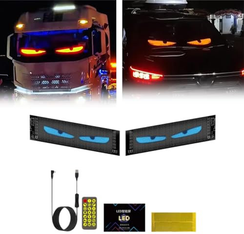 Luz de ojos de diablo para coches, 2 ojos LED para coche, pantalla LED flexible programable, lámpara LED dinámica inteligente colorida con control de aplicación para ventanas de coches, camiones