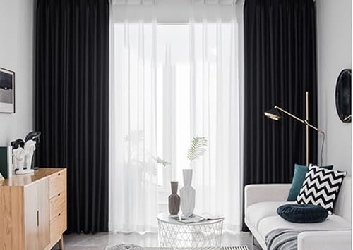 Aotiwe Vorhang Schwarz Ornament, Deko Vorhänge Einfarbig Curtains Deko Stoff 2er Set 132 x 244cm