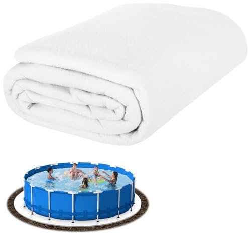 TIXANF 4,5 m große Poolfolie, nahtlos, oberirdische Poolfolie, vorgeschnittene, robuste, runde Poolfolie, langlebiges Geotextil-Material, Pannenschutz, verlängert die Lebensdauer der Auskleidung (weiß