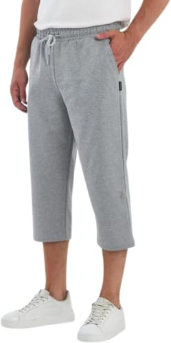 COMEOR Sporthose Herren Kurz – 3/4 Capri Hose Herren - Kurze Hosen Männer Laufshorts Baumwolle Shorts (Hellgrau 3XL)