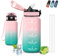 Gourde, 500ml Gourde Enfant, Gourde avec Paille, Anti Fuite, Gourde Graduée pour 1 Journee, Facile à Transporter, Gourde Motivation, avec Slogan de Motivation, Bouteille pour École, Camping, Bureau