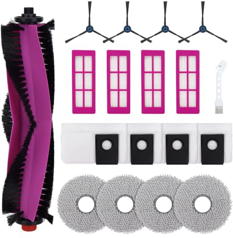18 pezzi di ricambio set di accessori per EUREKA J15 Pro Ultra, 1 spazzola principale, 4 sacchetti per la polvere, 4 spazzole laterali, 4 filtri, 4 salviette, 1 spazzola per la pulizia, set di