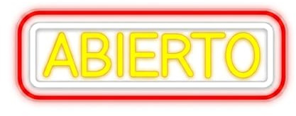 Letrero LED Neón 'ABIERTO', Cartel Luminoso para Negocio, Señal de Tienda con Cadena, Rojo y Amarillo, Acrílico, 40 x 30 cm, 12 V