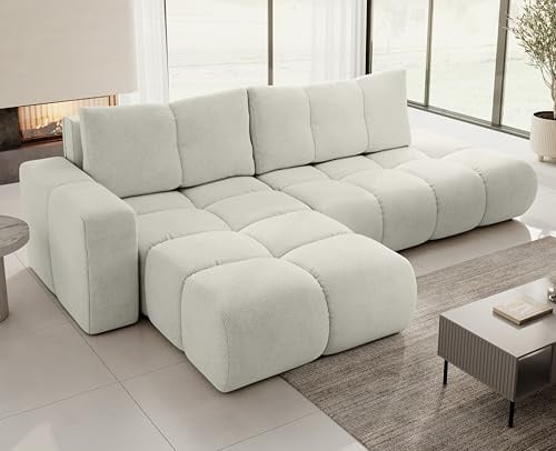 AXLIVING Ecksofa Beige Schlaffunktion Hosio 288 cm – Stilvolles Design mit Komfort Links