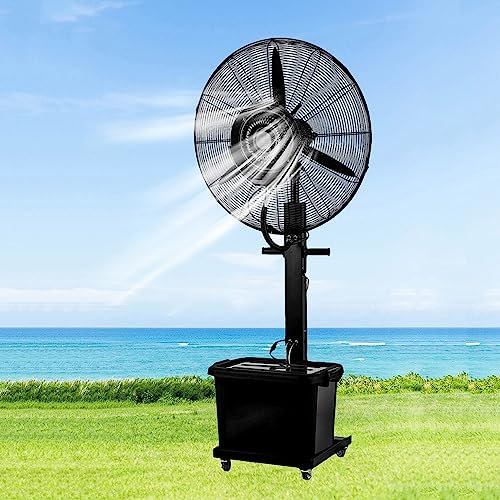 Ventilateur oscillant industriel, grand ventilateur brumisateur d'extérieur, ventilateur sur pied robuste avec réservoir d'eau de 11 gallons, ventilateur de refroidissement étanche, brumisateurs 320