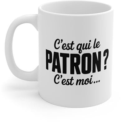Tasse Humour Patron – Mug “C’est qui le Patron ? C’est moi” – Cadeau Chef, Collègue ou Manager – 325ml Original et Drôle