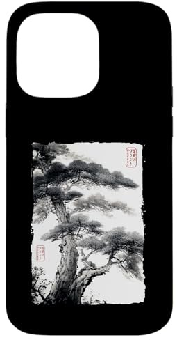 Misty Pine Tree Forest Japanese Sumi-e Ink Painting Case for iPhone 14 Pro Max