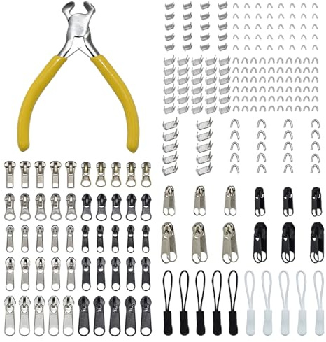LE-stone 252Pcs 3 Colors Zipper Repair Kit with Zipper Repair Kit and Pulls Set Universal Zippers Pull Accessories for Clothes Jean Tent Backpack Suitcase DIY #3#5#8 Sizes
