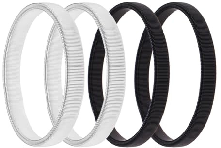 Haluway 4 Pcs Shirt Sleeve Holders, Adjustable Elastic Metal Armbands, Anti-Slip Sleeve Garters for Men & Women, Black & Silver