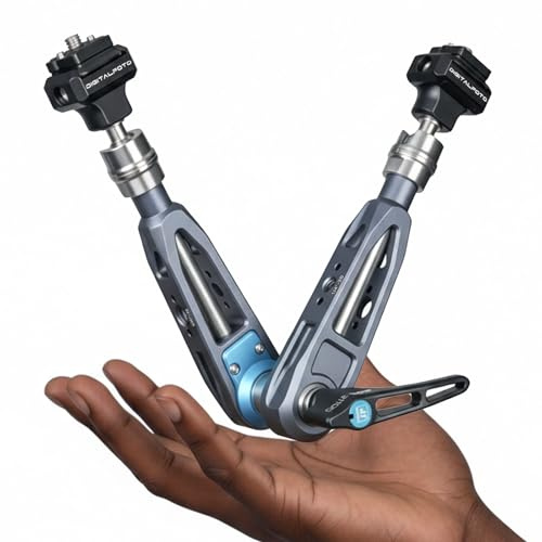 DF DIGITALFOTO 11 Magic Arm with F22 Quick Release, Elegant Strength Magic Arm with 1/4 3/8 Thread Screw 360° Ball Heads for Monitor,Flash,Light,Camera Cage,Max Load Capacity 5kg (Starship Gray)