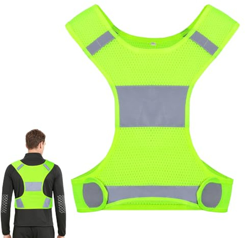 BSBUY Gilet de Sécurité, Gilet Réfléchissant de Haute Visibilité Réglable, Gilet Reflechissant Velo, Gilet Fluorescent Jaune de Sécurité Unisexe pour la Course, le Cyclisme et le Jogging, Unique