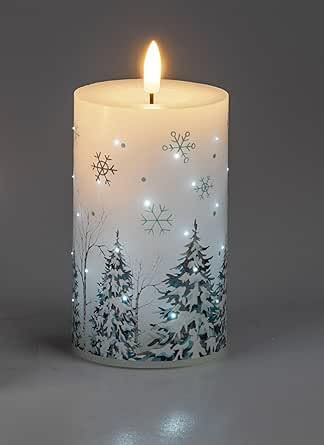 formano LED-Wachskerze Kerze Wintermotiv Tanne 7x10cm inklusive Kerze mit Timerfunktion
