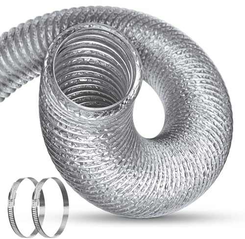 HG PLVTII Tubo Aire Acondicionado Portátil 150 mm, 1.5 m Manguera Salida Aire Flexible 5 Capas con 2 Abrazaderas, Secadora, Campana Extractora, Conducto Ventilación 6 Pulgadas, Argento