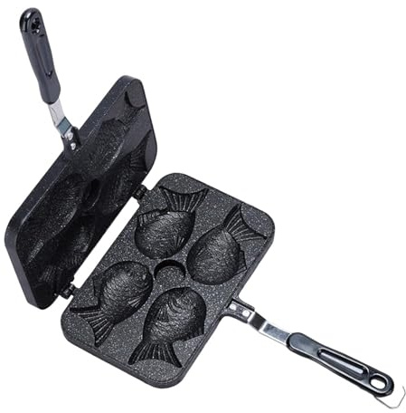 Camping Toastie Maker - d'aluminium, 14.76x9.45x1.57in, Poêle à Frire Double Face, Antiadhésive | Anti-Brûlures Taiyaki Maker, Poignée Anti-Brûlure pour Camping, Pique-Nique, Cuisine à