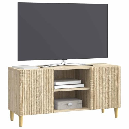 vidaXL TV-Schränk Sonoma-Eiche 102 x 34,5 x 50 cm Holzwerkstoff, Stylischer Retro Wohnzimmerschrank, rechteckig, viel Stauraum, kompakter TV-Ständer, Möbel aus Holzwerkstoff