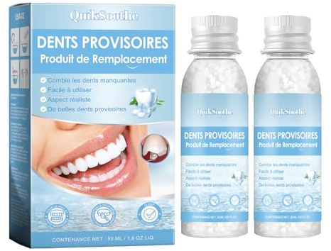 Remplissement dentaire temporaire (2 pièces), Kit de réparation de remplissage dentaire, Perles de réparation de prothèses dentaires pour la fixation temporaire