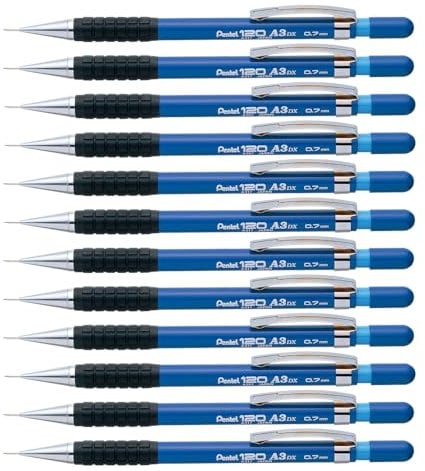 Pentel 120 A3 A317 Druckbleistift, 0.7 mm, Härtegrad HB, blau (12 Stück)