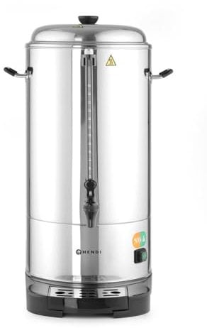 HENDI Percolateur à café, double paroi, économie d'énergie, bac à filtre intégré, pour café moulu grossièrement, pas de filtre en papier nécessaire,16L, 230V, 1500W, 386x393x(H)641mm, inox 18/0