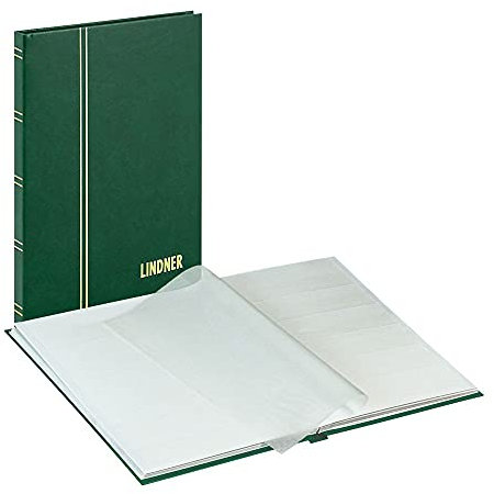 LINDNER Das Original Einsteckbuch Standard, grün, unwattiert, 16 weiße Seiten, durchgehende Pergamin-Streifen, 165 x 220 mm
