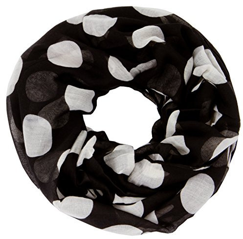 AvaMia Loop Schal Schlauchschal mit Punkte gemustert 80 x 170 cm, Schwarz-Weiss