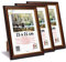 3-B Bilderrahmen ARCO RUSTIKAL - 3-Pack - Dunkel Braun/Gold - 15x21 cm (A5) - Holzrahmen, Fotorahmen, Portraitrahmen mit Acrylglas