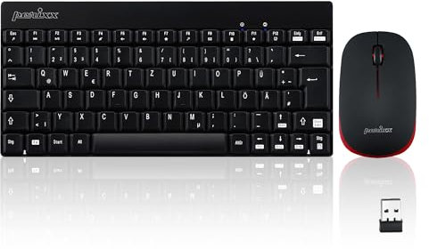 Perixx PERIDUO-712, Kabelloses Mini Tastatur und Maus Set - Minigröße - mit Nano Receiver - 2.4Gh - Schwarz - Leicht und Klein