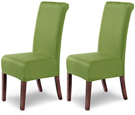 Scheffler Home Stuhlhussen Marie Grün 2er Set – Wasserabweisende und elastische Stuhlbezüge mit Fleckenschutz – Passend für Esszimmerstühle und Schwingstühle – Öko-Tex Zertifiziert
