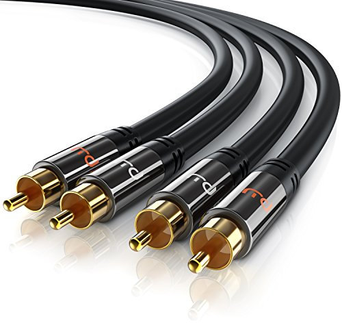 Cinch Audio Kabel - 7,5m - Aux Eingänge Audio 2x Cinch RCA Stecker zu 2x Cinch RCA Stecker - Metall Stecker - doppelte Schirmung - Koaxialkabel geeignet für Verstärker, Stereoanlangen, HiFi Anlagen