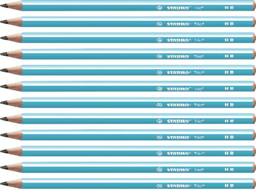 STABILO - Dreikant-Schulbleistift - Trio Bleistift in blau - 12er Pack - Härtegrad HB