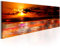 decomonkey Bilder Abstrakt 150x50 cm 1 Teilig Leinwandbilder Bild auf Leinwand Vlies Wandbild Kunstdruck Wanddeko Wand Wohnzimmer Wanddekoration Deko Abstrakt Meer Sonne orangen rot